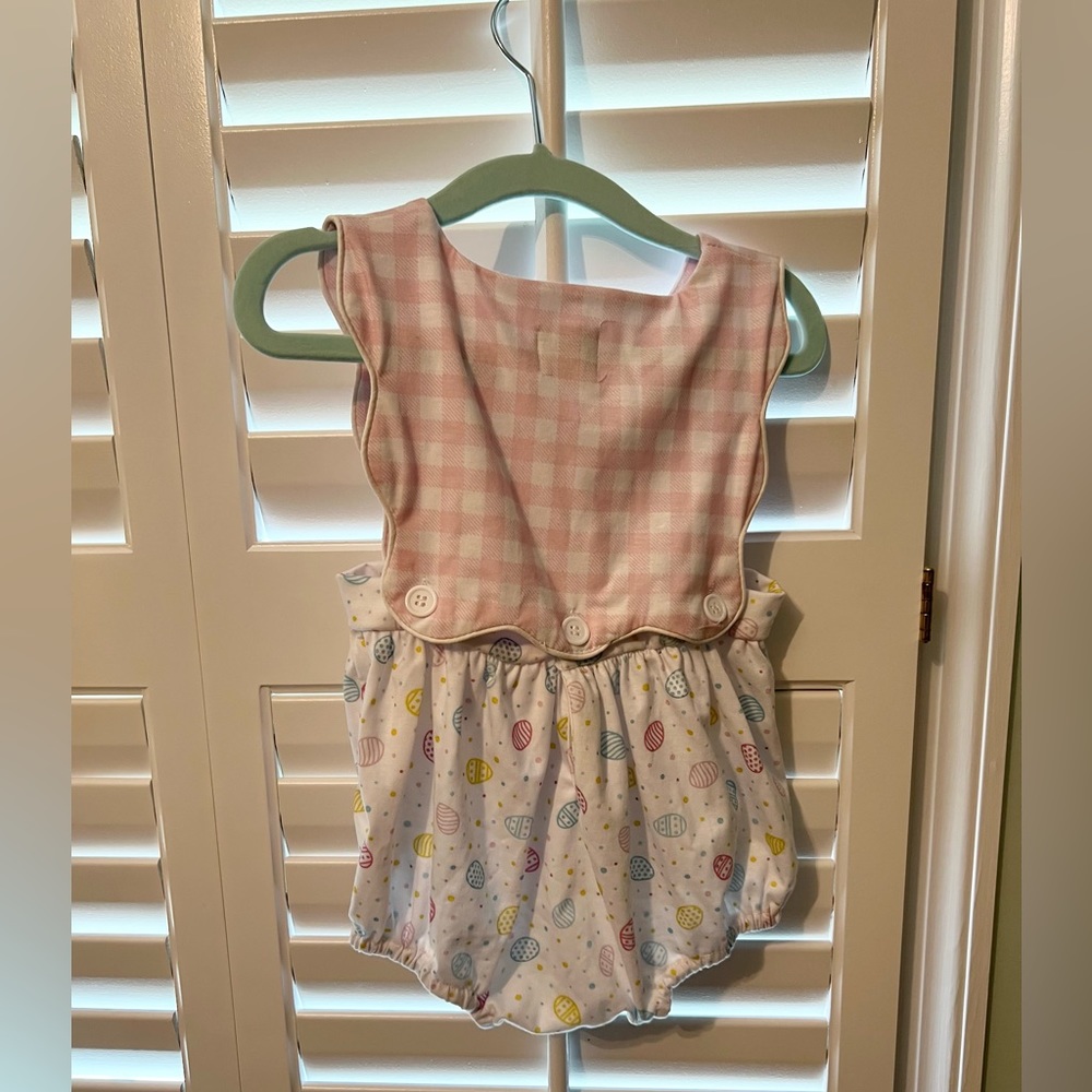 Girls Gingham and Easter Egg Bubble, worn once! ! 6-12M